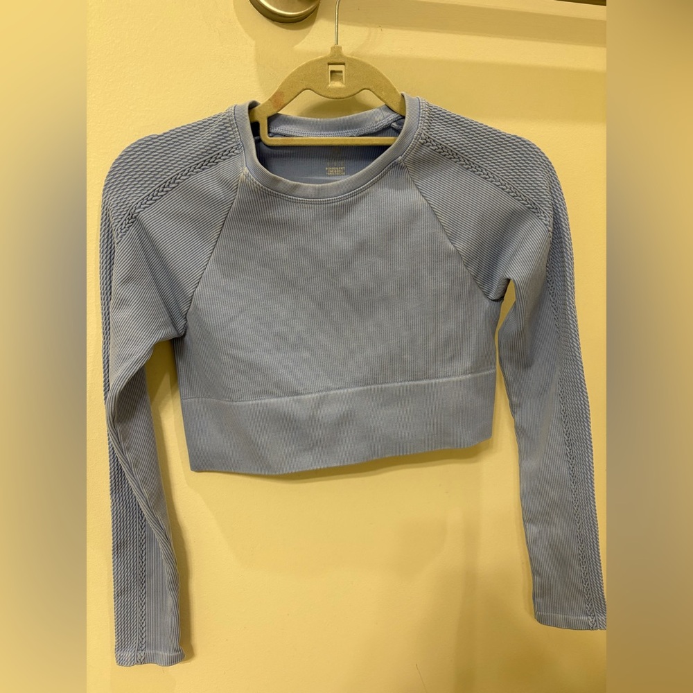 Aerie Light Blue Ribbed Crop Top